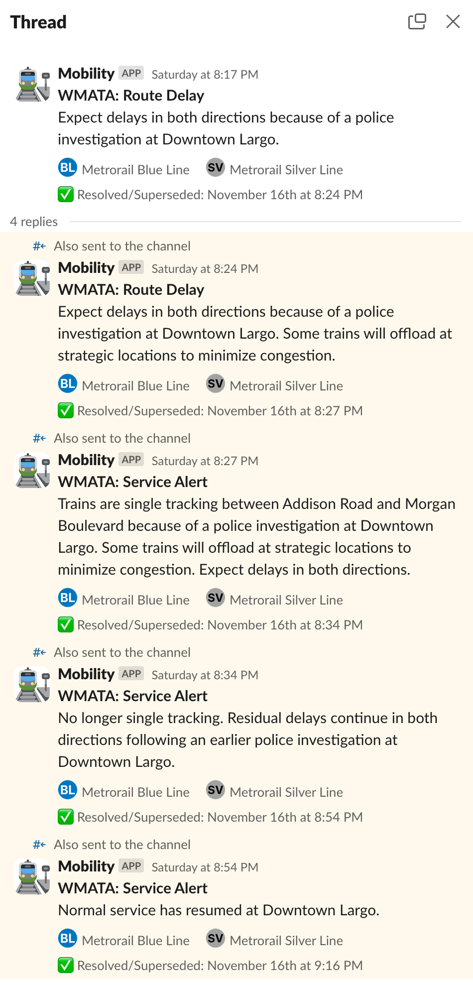 Blue and Silver Line delays