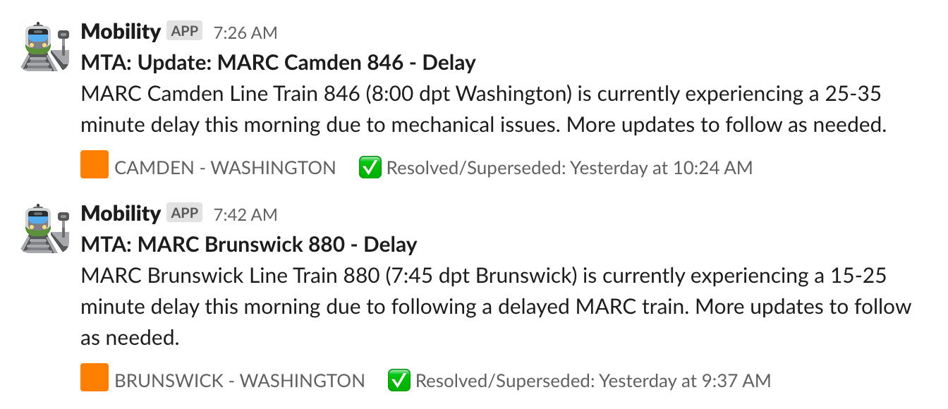 MTA MARC alerts